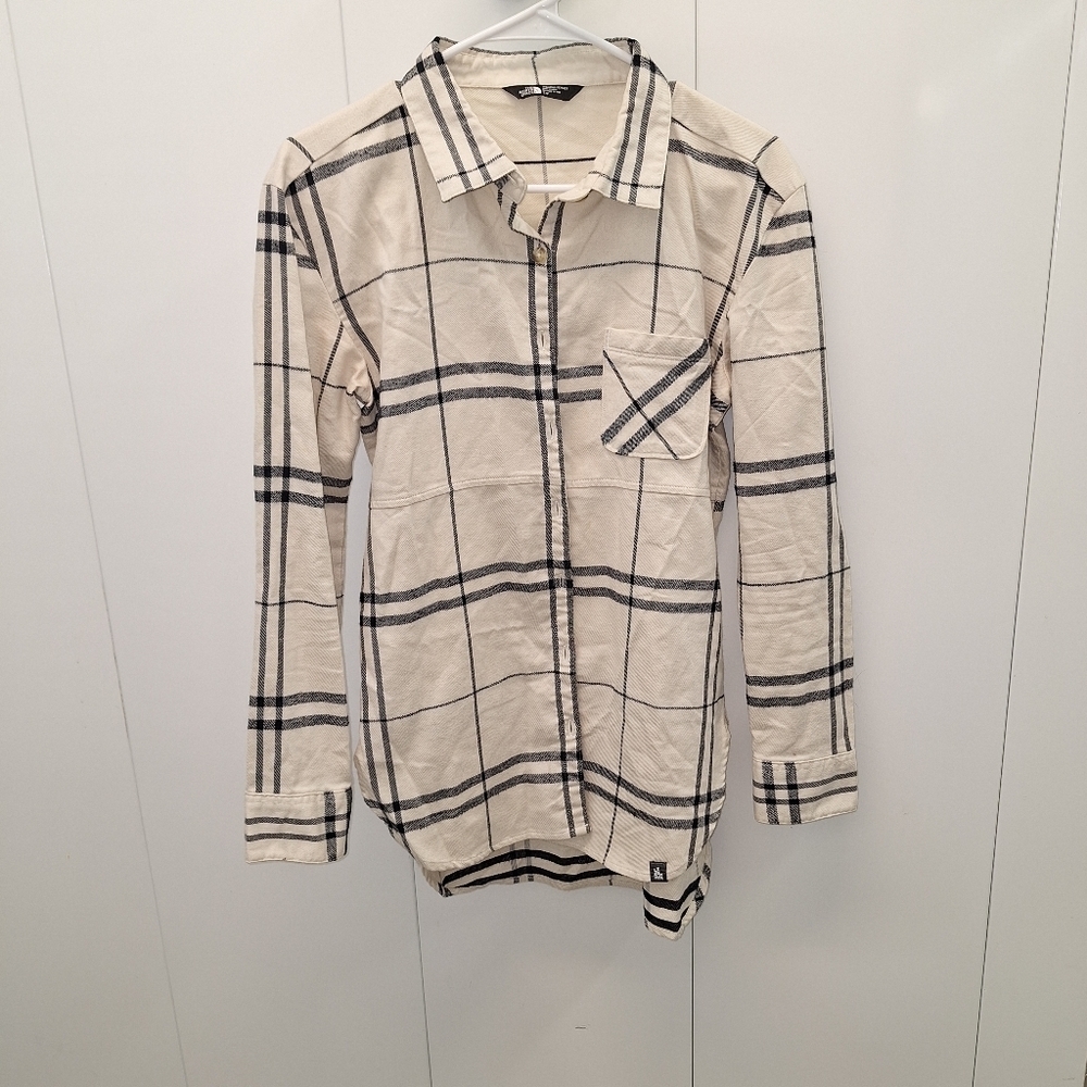 The North Face Plaid Shirt Womens Cream Black Small - Picture 1 of 5